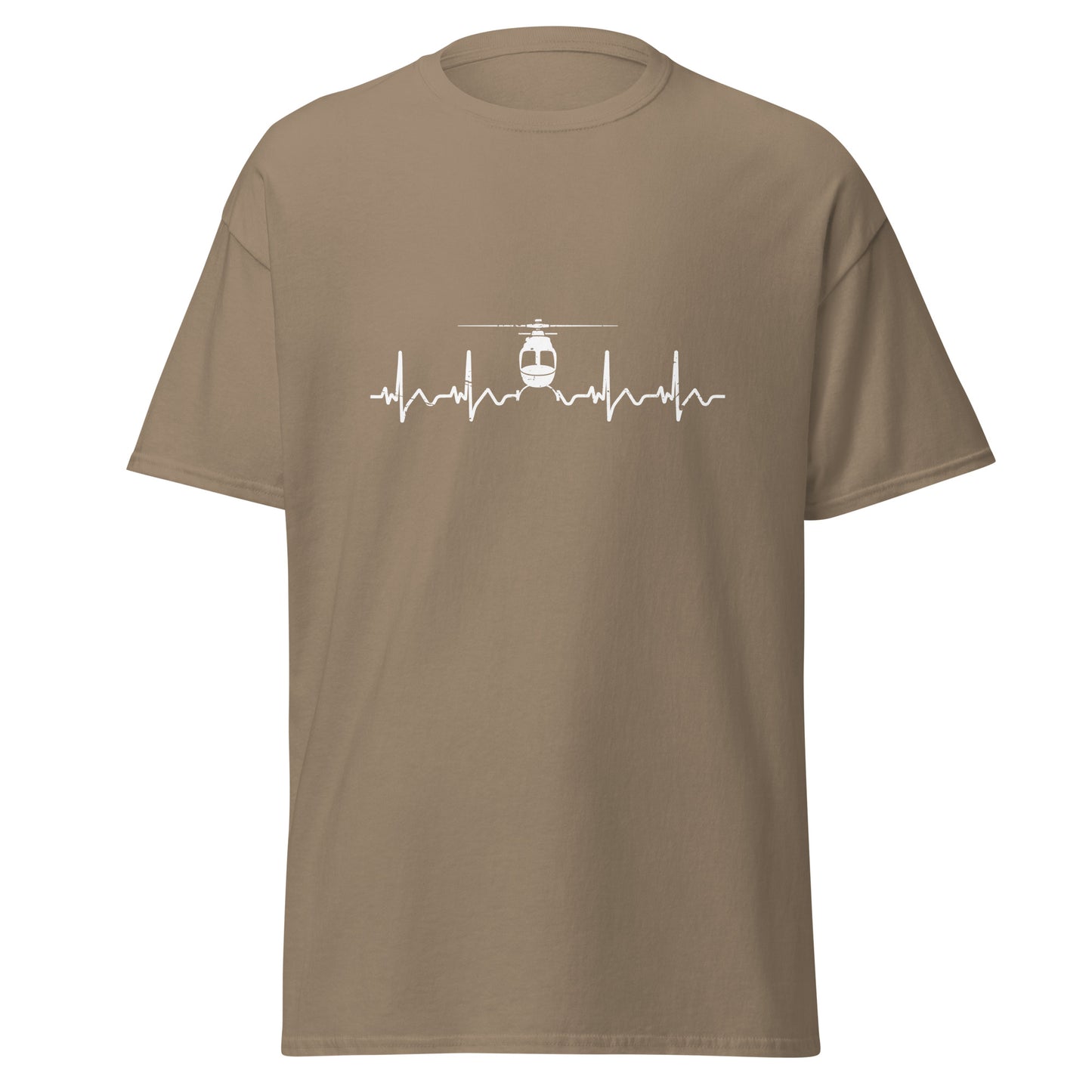 Herzschlag EKG-Kurve Unisex T-Shirt mit Helikopter - Perfekt für Luftfahrt-Enthusiasten