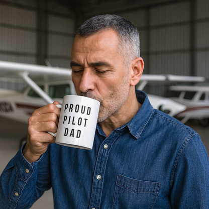 Tasse für stolzen Piloten-Papa "Proud Pilot Dad" – Zeig deine Unterstützung für deinen fliegenden Nachwuchs