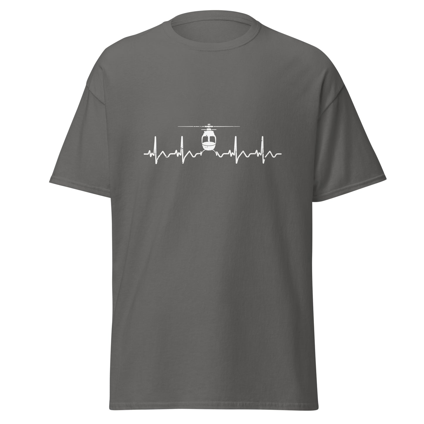Herzschlag EKG-Kurve Unisex T-Shirt mit Helikopter - Perfekt für Luftfahrt-Enthusiasten