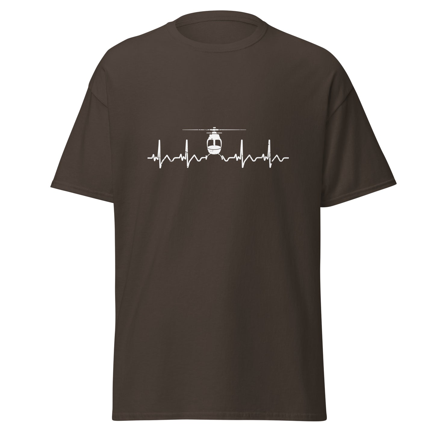 Herzschlag EKG-Kurve Unisex T-Shirt mit Helikopter - Perfekt für Luftfahrt-Enthusiasten