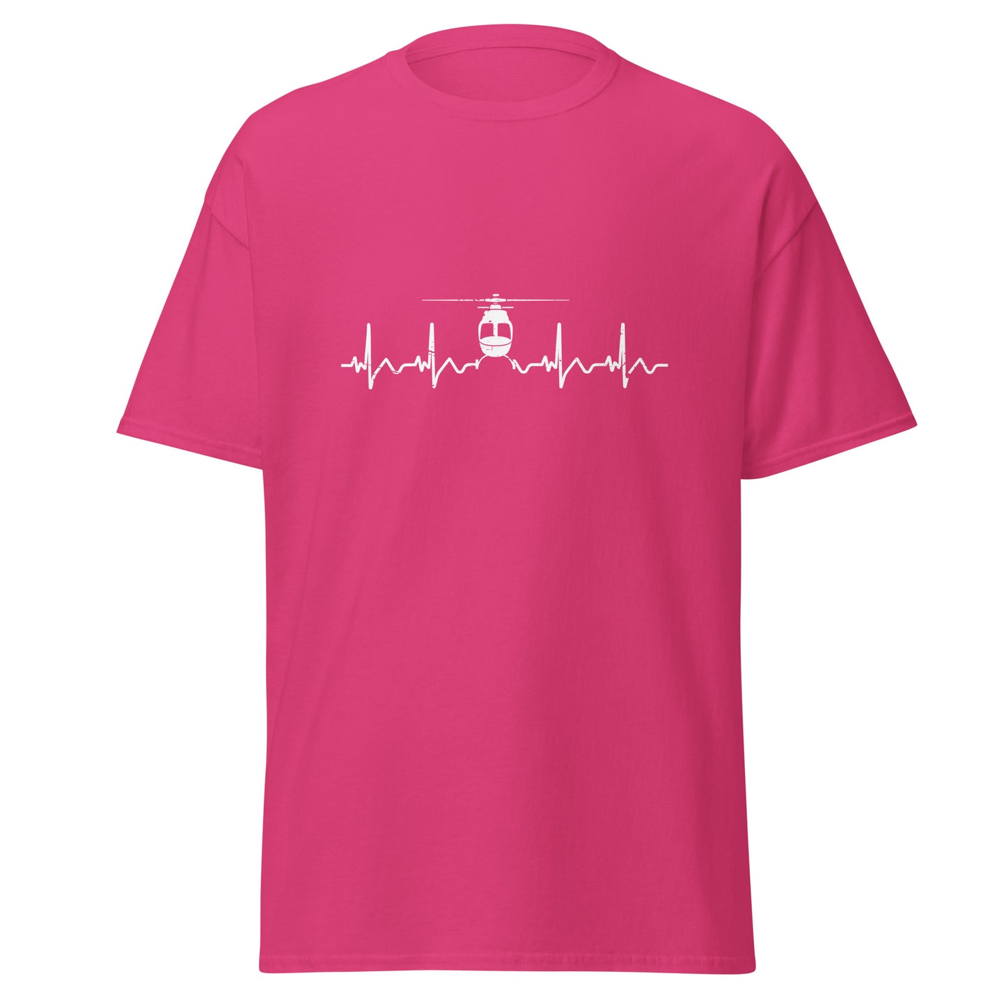 Herzschlag EKG-Kurve Unisex T-Shirt mit Helikopter - Perfekt für Luftfahrt-Enthusiasten
