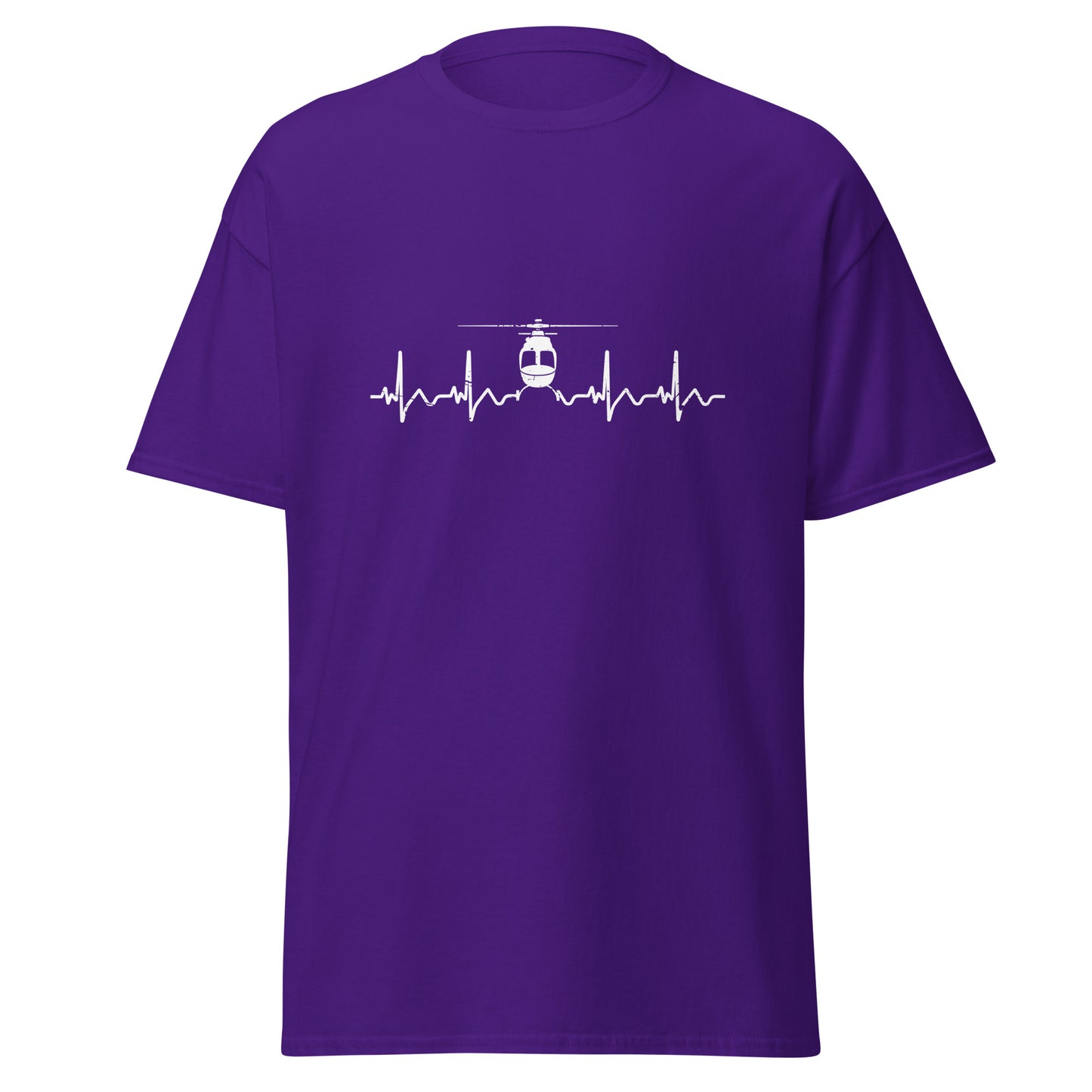 Herzschlag EKG-Kurve Unisex T-Shirt mit Helikopter - Perfekt für Luftfahrt-Enthusiasten