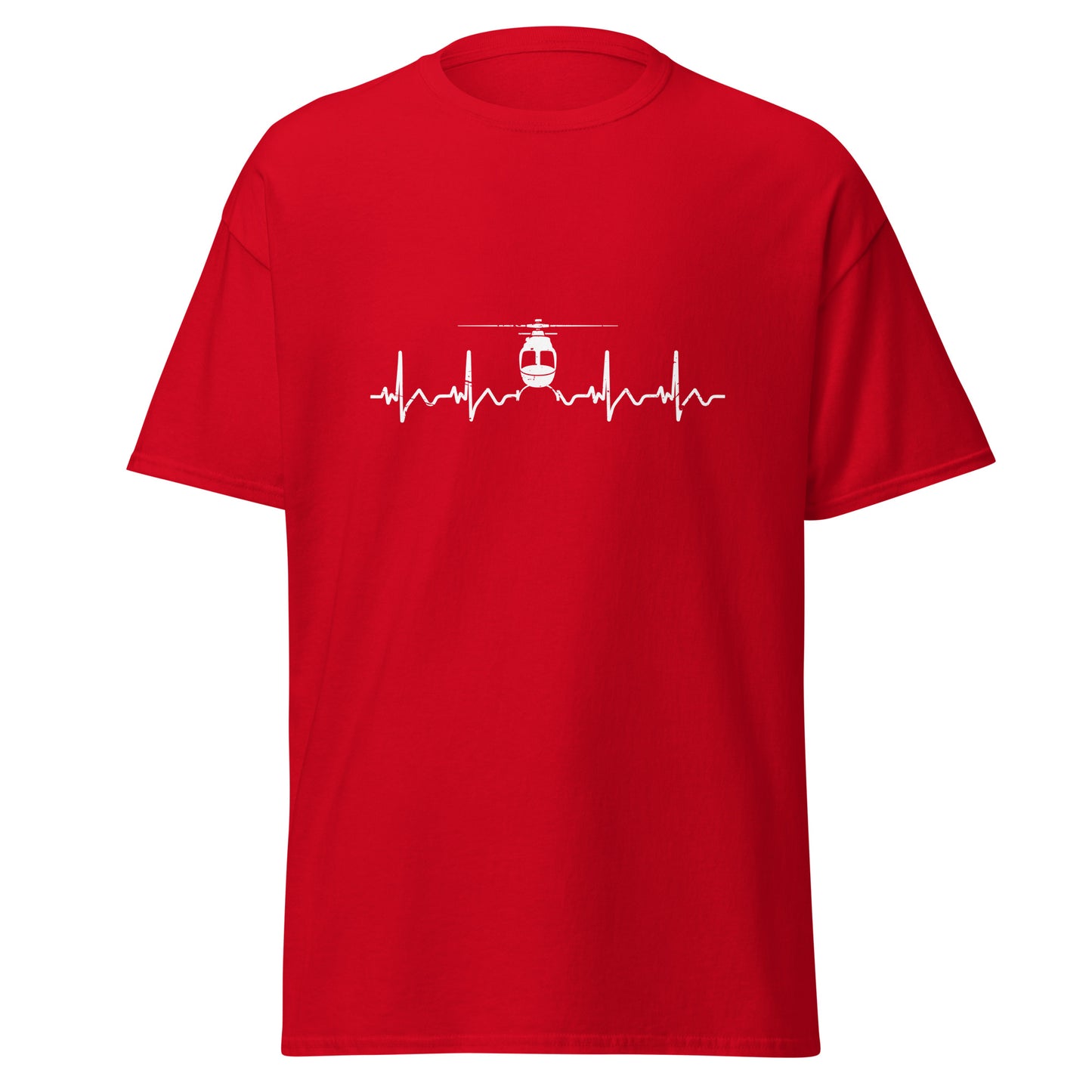 Herzschlag EKG-Kurve Unisex T-Shirt mit Helikopter - Perfekt für Luftfahrt-Enthusiasten