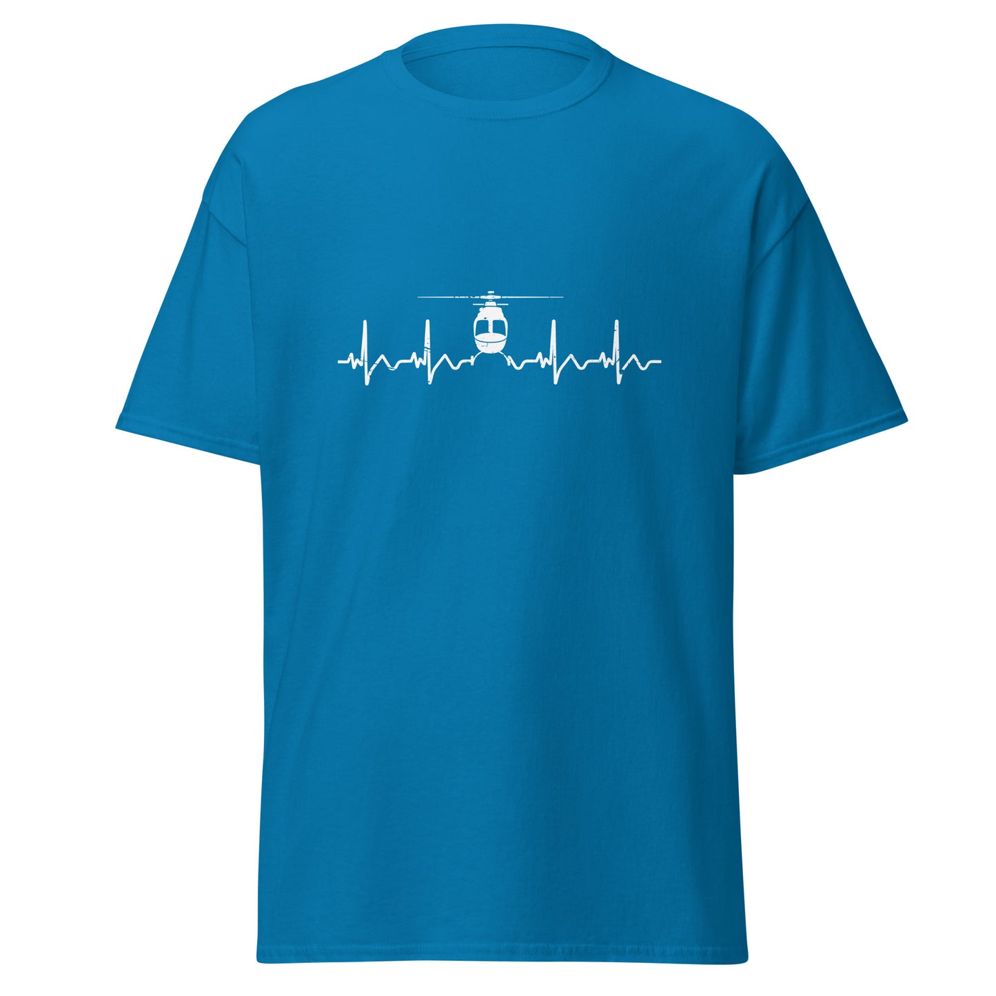 Herzschlag EKG-Kurve Unisex T-Shirt mit Helikopter - Perfekt für Luftfahrt-Enthusiasten