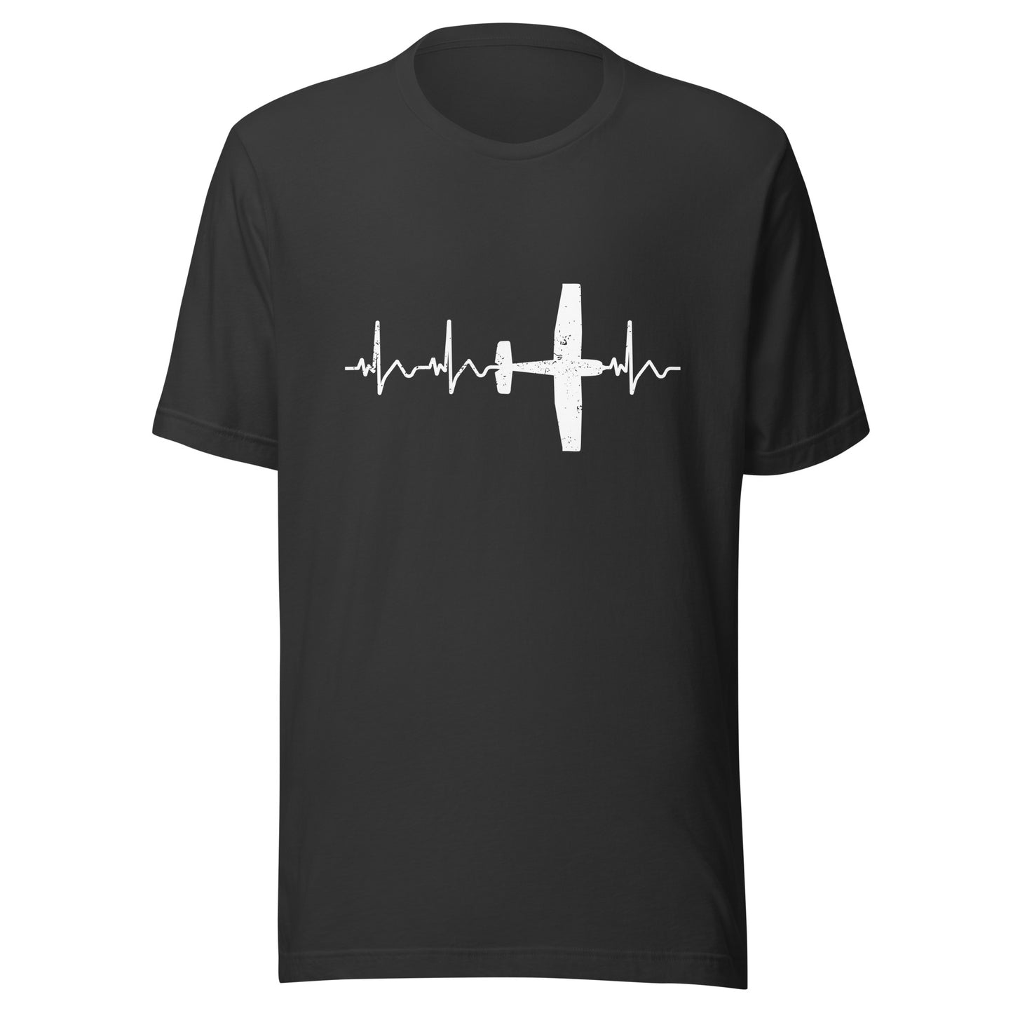 Herzschlag EKG-Kurve Unisex T-Shirt mit Flugzeug "Cessna" - Zeig deine Leidenschaft für die Luftfahrt