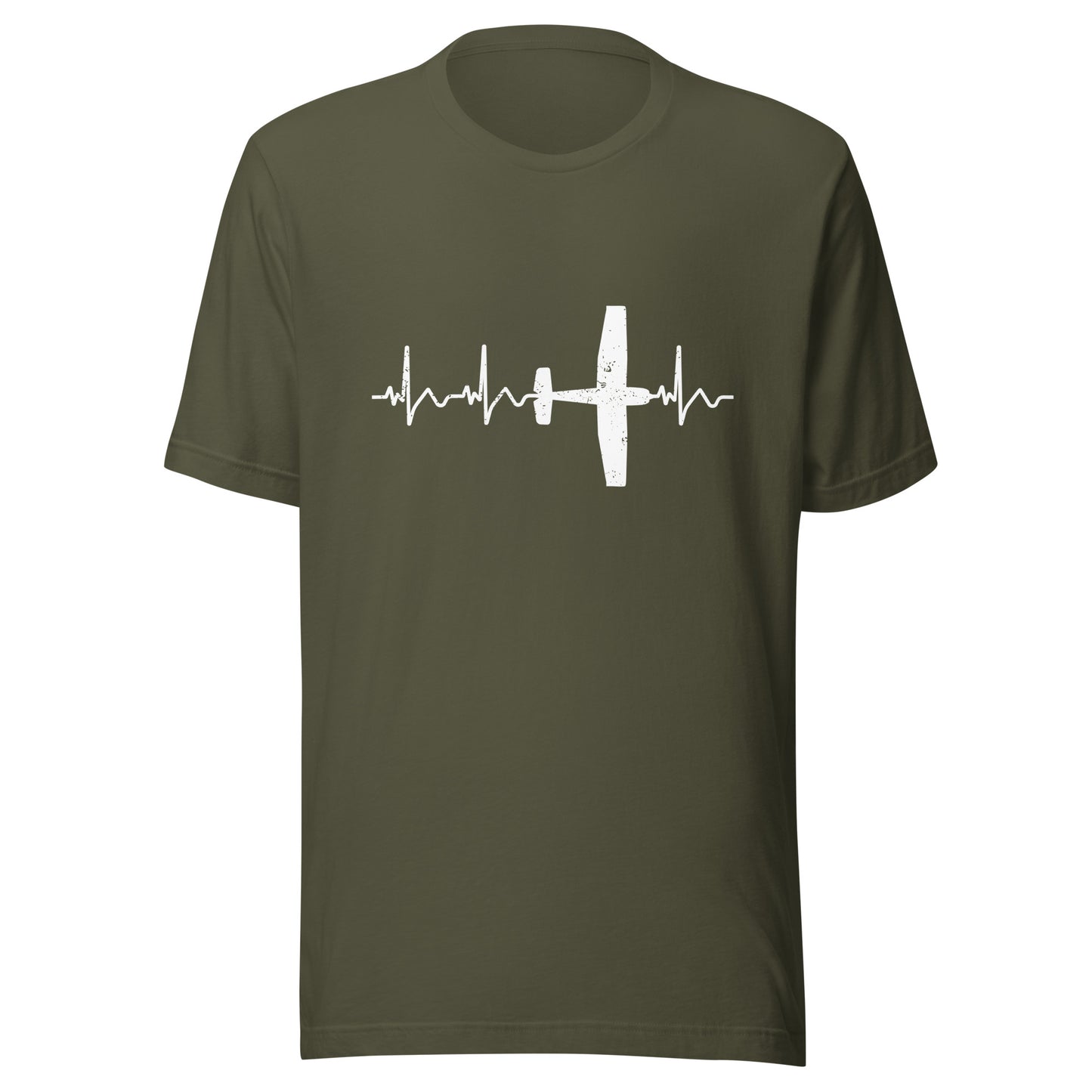 Herzschlag EKG-Kurve Unisex T-Shirt mit Flugzeug "Cessna" - Zeig deine Leidenschaft für die Luftfahrt