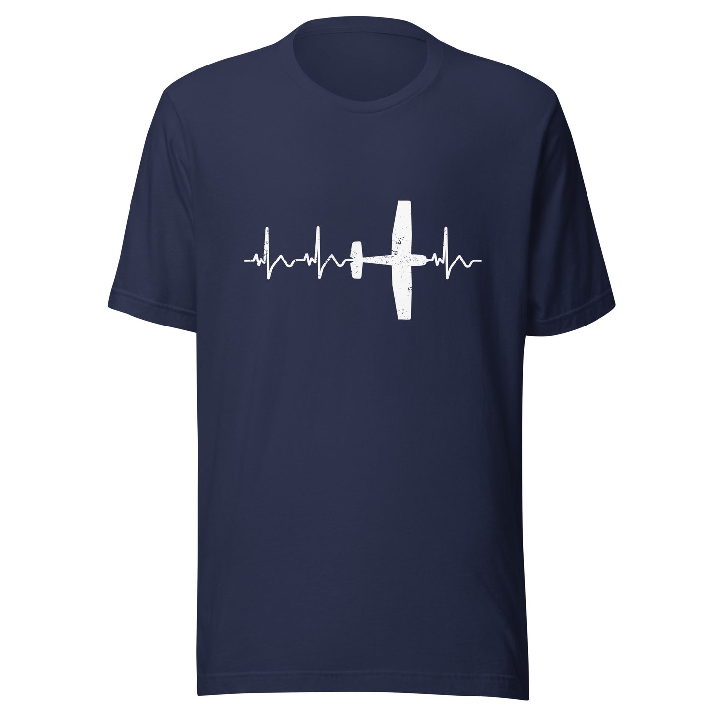 Herzschlag EKG-Kurve Unisex T-Shirt mit Flugzeug "Cessna" - Zeig deine Leidenschaft für die Luftfahrt