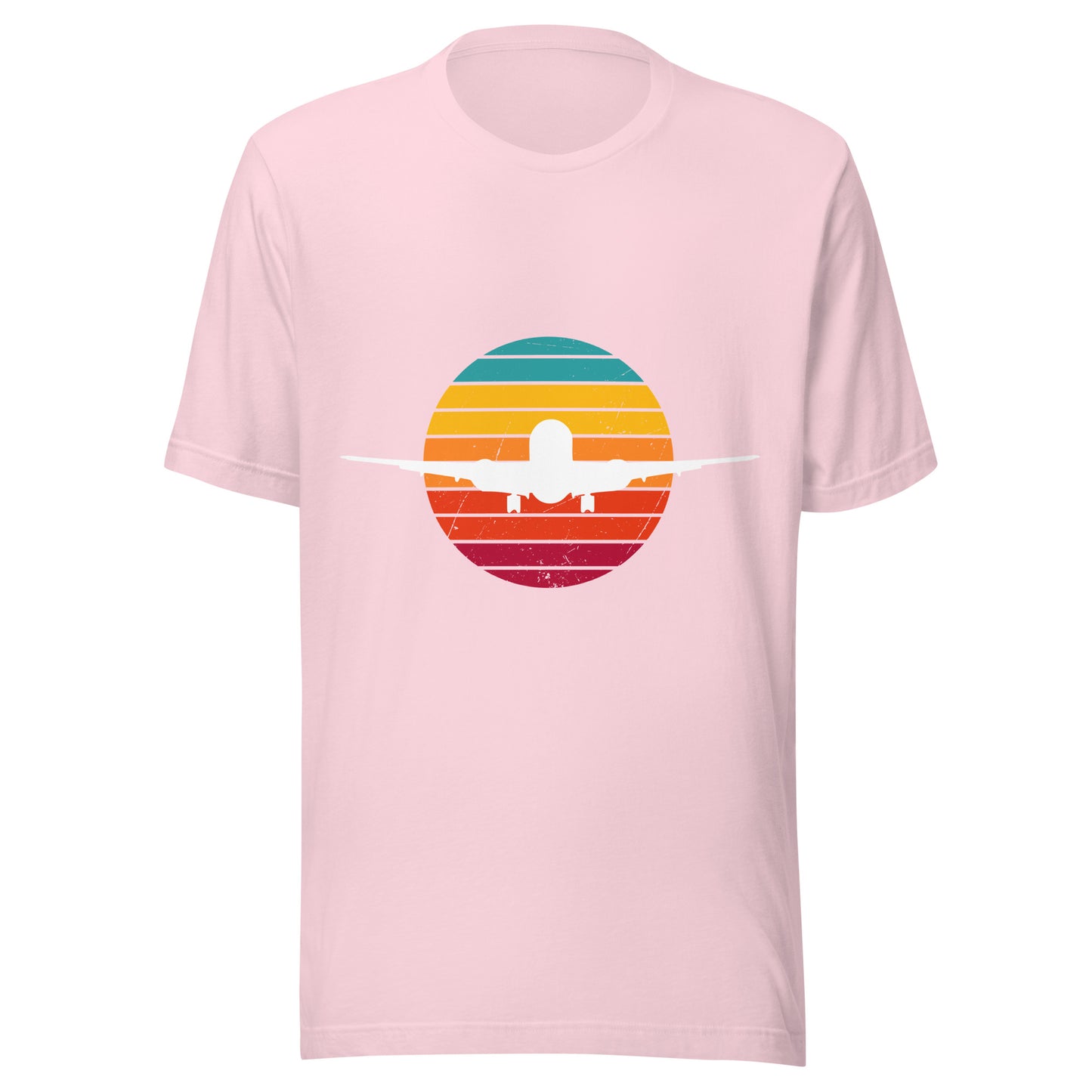 Sonnenuntergang Unisex T-Shirt mit Flugzeug-Silhouette - Vintage-Design für Flugbegeisterte
